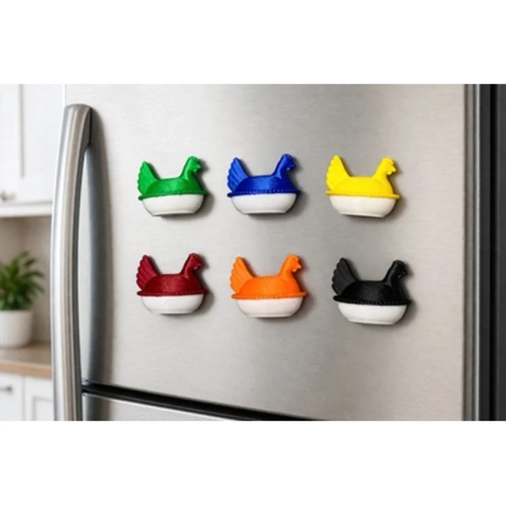 Set 6 Hen On Nest Fridge Magnets HON‎ 3D Printed Kitchen Farmhouse Two-Tone
